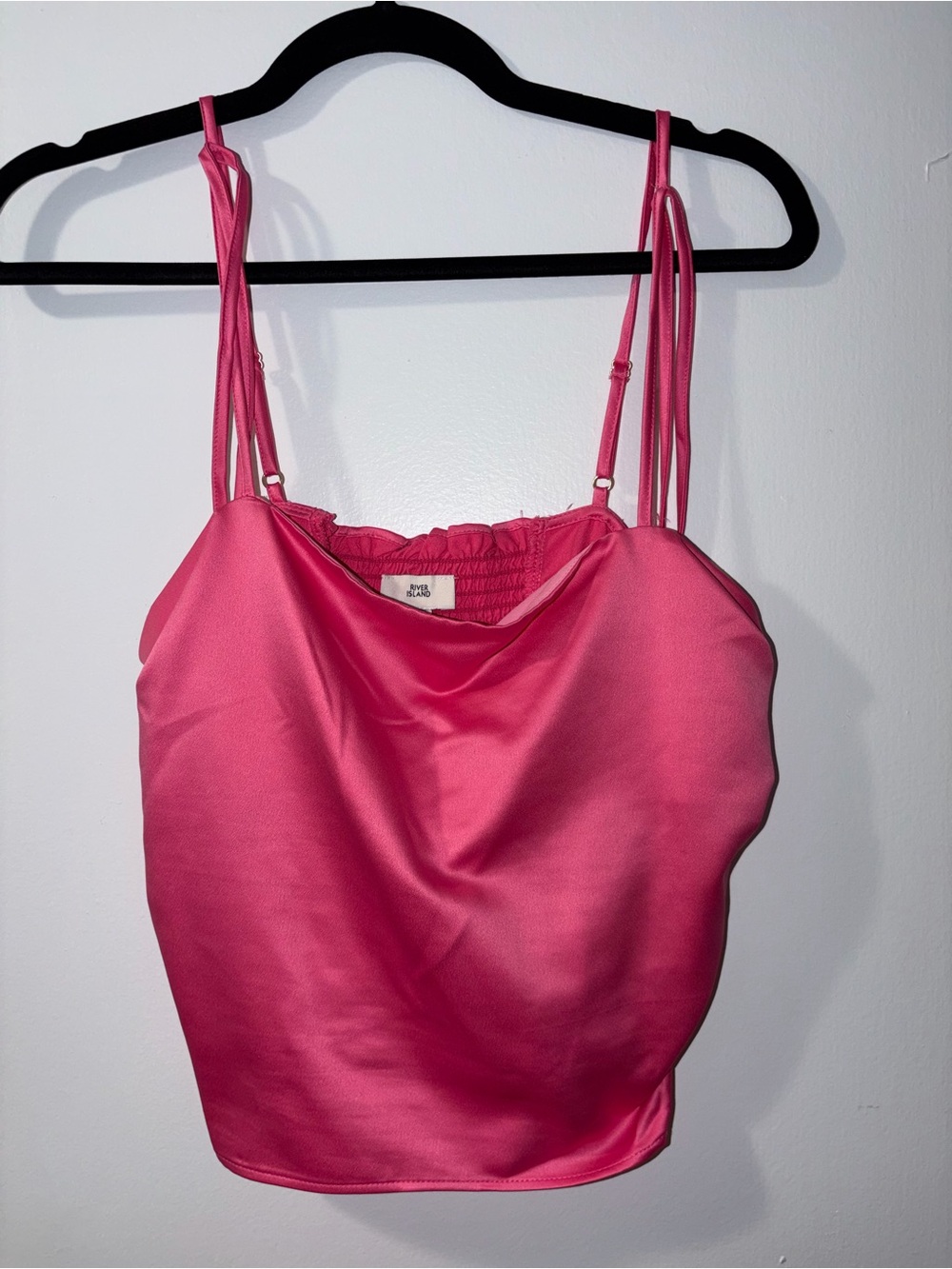 River Island Hot Pink Satin Cowl Camisole